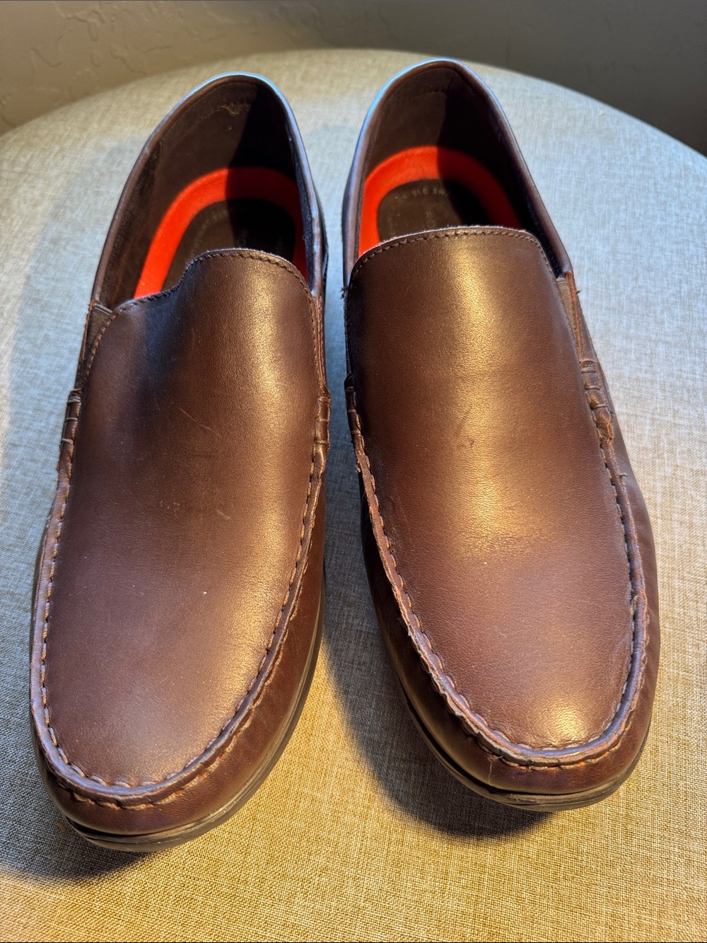 NWOB Rockport Trutech Men’s Brown Leather Loafers SZ 12 W‎